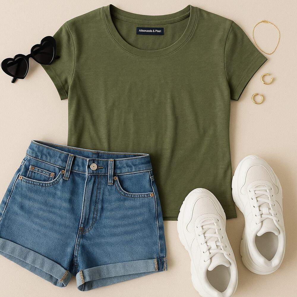 Abercrombie & Fitch Women's Split Back T-Shirt Short Sleeve Olive Green Size XS